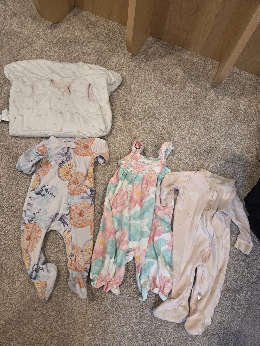 ​Burt's Bees Baby Organic Cotton 4pc Lot Sleep Sack Footies Romper 3-6M